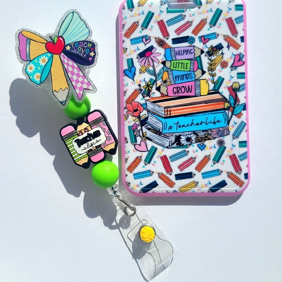 Hand Crafted Accessories - Hand Crafted Vibrant Teacher Badge Reel & ID Holder
